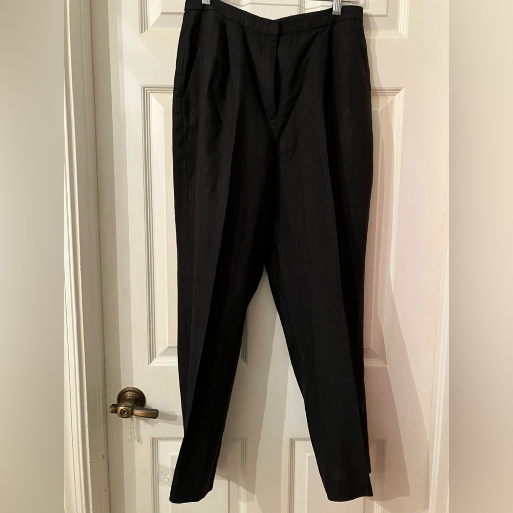 Kate Hill Petite Black Linen Slacks